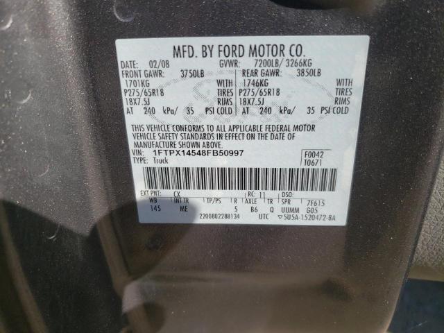Photo 10 from auction – 2008 FORD F150 with VIN 1FTPX14548FB50997