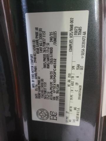 Photo 10 from auction – 2016 FORD F150 SUPER with VIN 1FTEX1EP0GFC40332