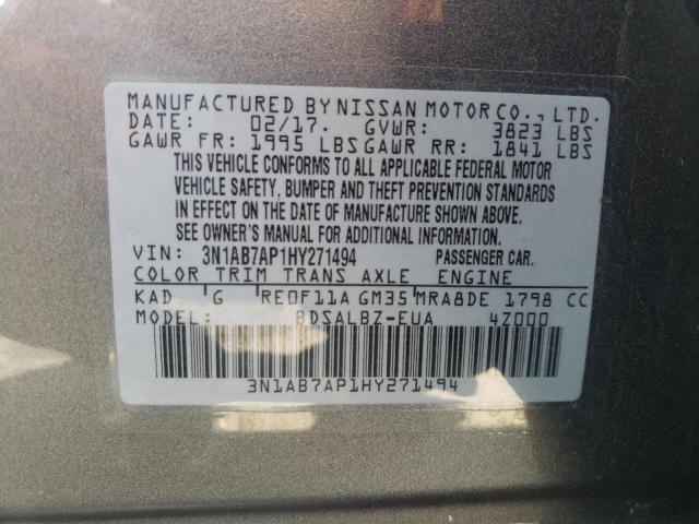 Photo 10 from auction – 2017 NISSAN SENTRA S with VIN 3N1AB7AP1HY271494