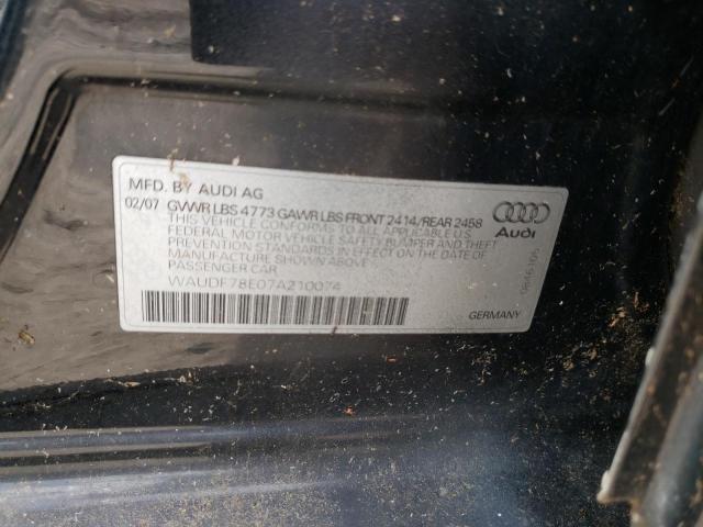 Foto 10 de la subasta – 2007 AUDI A4 2.0T QU con VIN WAUDF78E07A210074