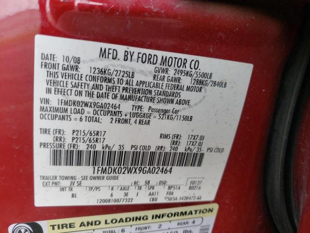 Photo 10 from auction – 2009 FORD TAURUS X S with VIN 1FMDK02WX9GA02464