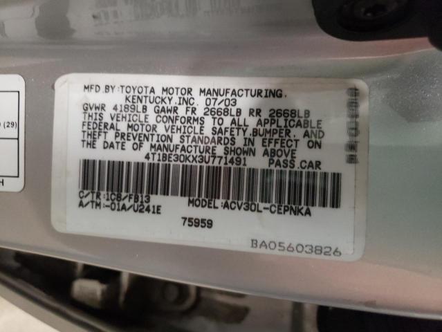Photo 10 from auction – 2003 TOYOTA CAMRY LE with VIN 4T1BE30KX3U771491