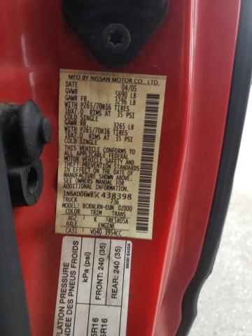 Photo 10 from auction – 2005 NISSAN FRONTIER K with VIN 1N6AD06W85C438398
