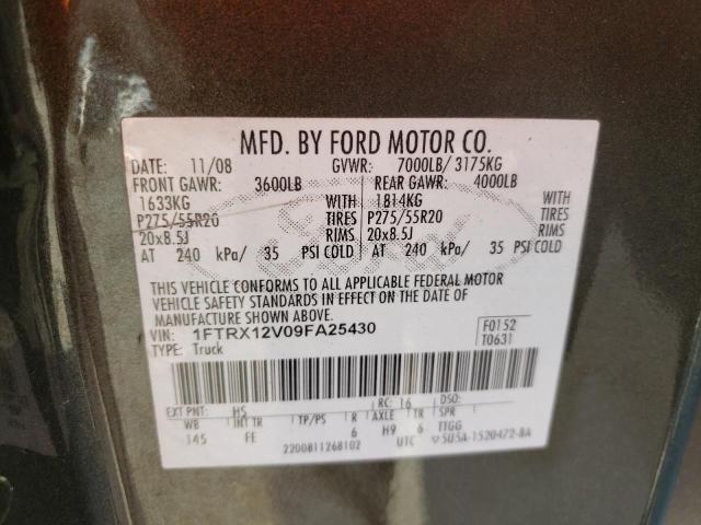Photo 10 from auction – 2009 FORD F150 SUPER with VIN 1FTRX12V09FA25430