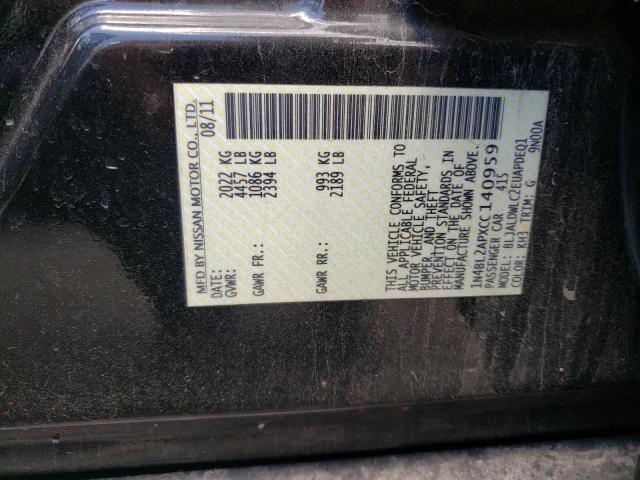 Photo 10 from auction – 2012 NISSAN ALTIMA SR with VIN 1N4BL2APXCC140959
