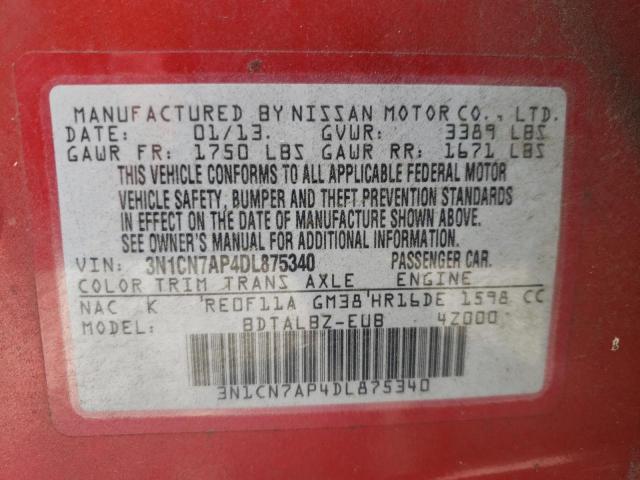 Photo 10 from auction – 2013 NISSAN VERSA with VIN 3N1CN7AP4DL875340