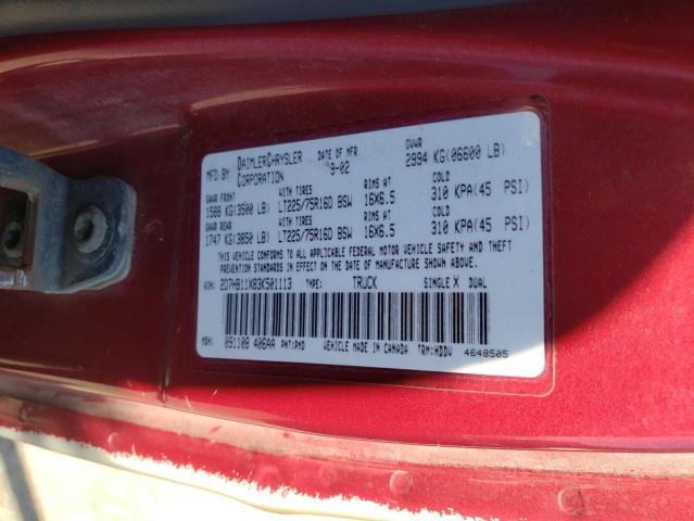 Photo 10 from auction – 2003 DODGE RAM VAN B1 with VIN 2D7HB11X83K501113