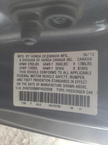 Photo 10 from auction – 2015 HONDA CIVIC EX with VIN 2HGFG3B89FH522058