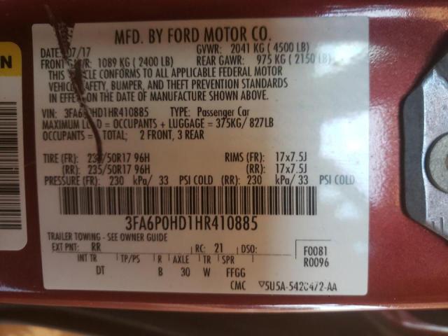Photo 10 from auction – 2017 FORD FUSION SE with VIN 3FA6P0HD1HR410885