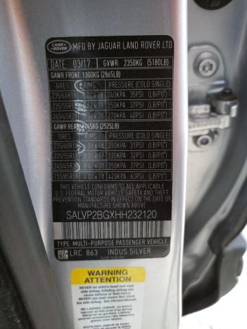 Photo 10 from auction – 2017 LAND ROVER RANGE ROVE with VIN SALVP2BGXHH232120