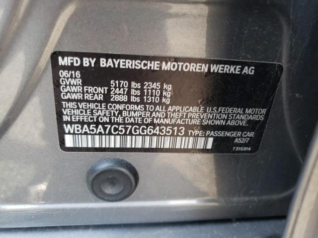 Photo 10 from auction – 2016 BMW 528 XI with VIN WBA5A7C57GG643513
