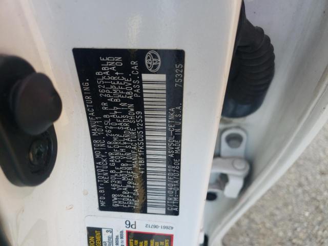 Zdjęcie 10 z aukcji – 2012 TOYOTA CAMRY BASE z VIN 4T1BF1FK5CU512559