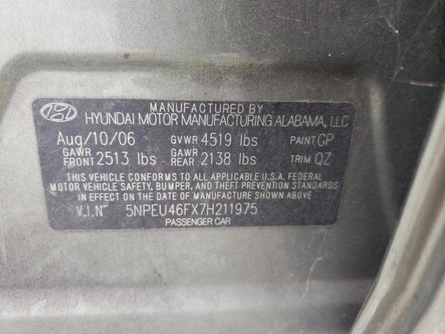 Photo 10 from auction – 2007 HYUNDAI SONATA SE with VIN 5NPEU46FX7H211975