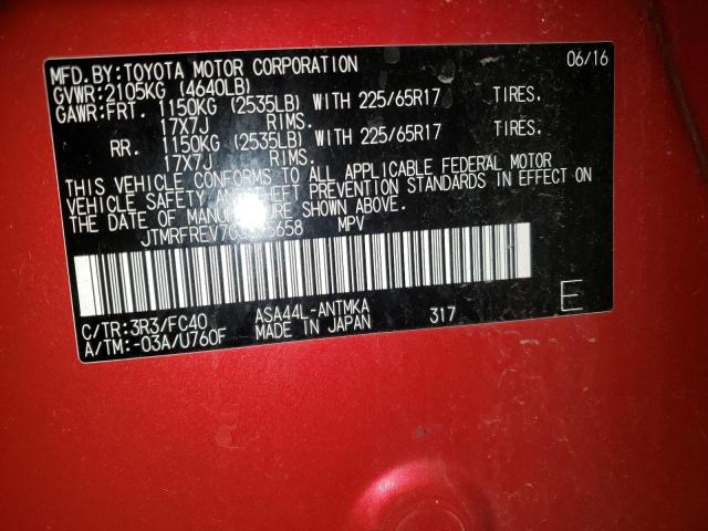 Photo 10 from auction – 2016 TOYOTA RAV4 XLE with VIN JTMRFREV7GJ095658