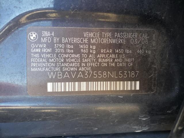 Photo 10 from auction – 2008 BMW 328 I with VIN WBAVA37558NL53187