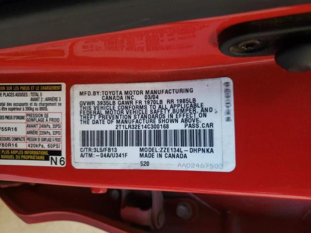 Photo 10 from auction – 2004 TOYOTA COROLLA MA with VIN 2T1LR32E14C300168