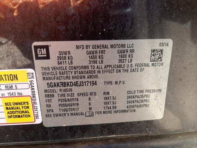 Photo 10 from auction – 2014 BUICK ENCLAVE with VIN 5GAKRBKD4EJ317194
