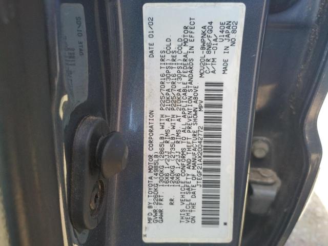 Photo 10 from auction – 2002 TOYOTA HIGHLANDER with VIN JTEGF21AX20042772