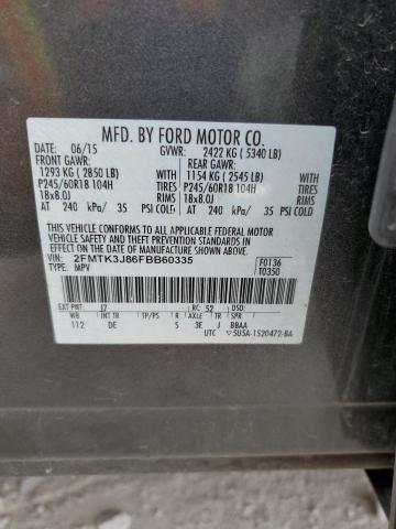 Photo 10 from auction – 2015 FORD EDGE SEL with VIN 2FMTK3J86FBB60335