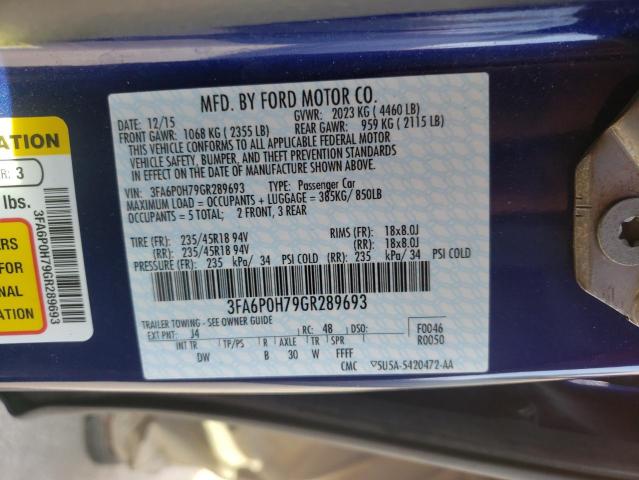 Photo 10 from auction – 2016 FORD FUSION SE with VIN 3FA6P0H79GR289693