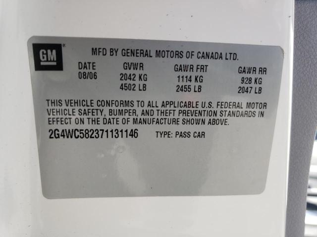 Photo 10 from auction – 2007 BUICK LACROSSE C with VIN 2G4WC582371131146