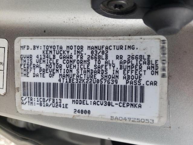 Photo 10 from auction – 2002 TOYOTA CAMRY LE with VIN 4T1BE32K22U057639
