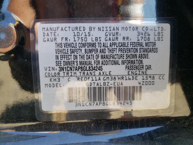 Photo 10 from auction – 2016 NISSAN VERSA S with VIN 3N1CN7AP8GL834245
