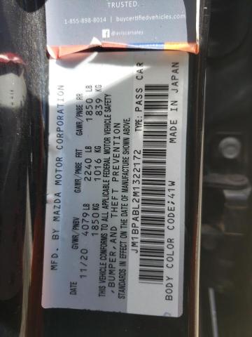 Photo 10 from auction – 2021 MAZDA 3 SELECT with VIN JM1BPABL2M1322172