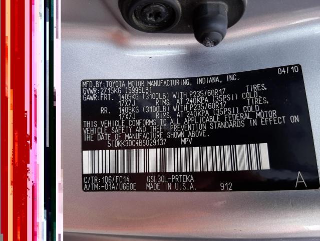 Photo 10 from auction – 2011 TOYOTA SIENNA LE with VIN 5TDKK3DC4BS029137