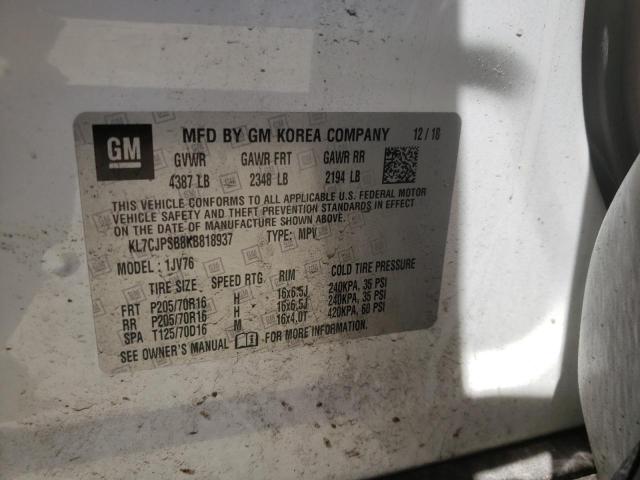 Photo 10 from auction – 2019 CHEVROLET TRAX 1LT with VIN KL7CJPSB8KB818937