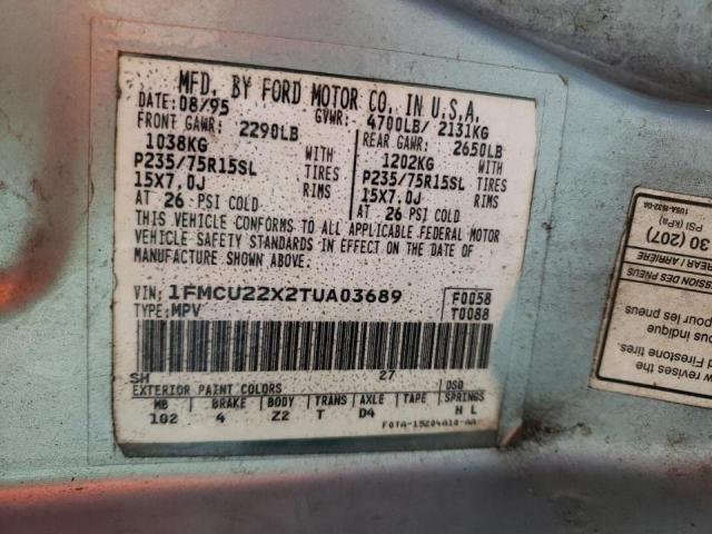 Photo 10 from auction – 1996 FORD EXPLORER with VIN 1FMCU22X2TUA03689