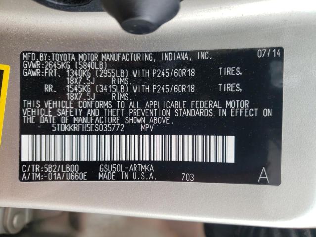 Photo 10 from auction – 2014 TOYOTA HIGHLANDER with VIN 5TDKKRFH5ES035772