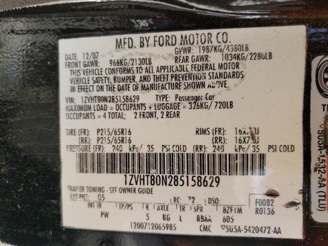 Photo 10 from auction – 2008 FORD MUSTANG with VIN 1ZVHT80N285158629
