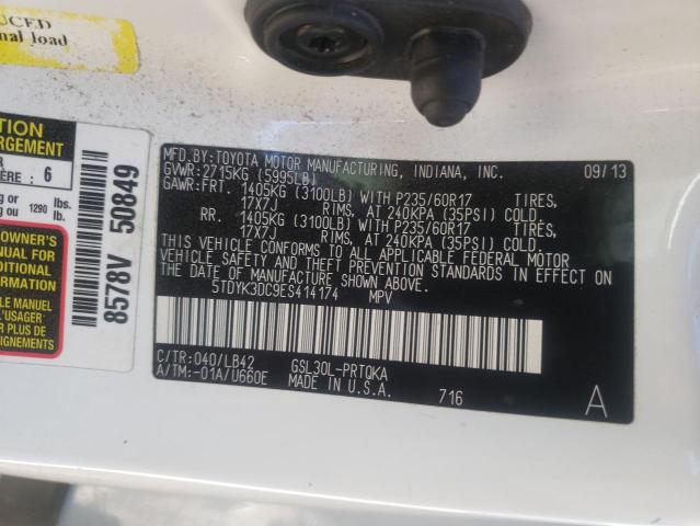 Photo 10 from auction – 2014 TOYOTA SIENNA XLE with VIN 5TDYK3DC9ES414174