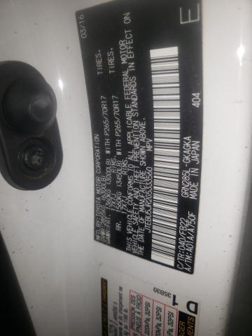 Photo 10 from auction – 2016 TOYOTA 4RUNNER SR with VIN JTEBU5JR2G5333560