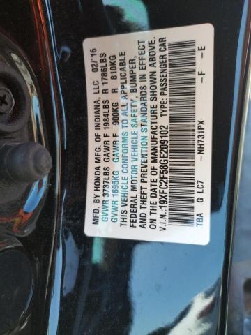 Photo 10 from auction – 2016 HONDA CIVIC LX with VIN 19XFC2F58GE209102