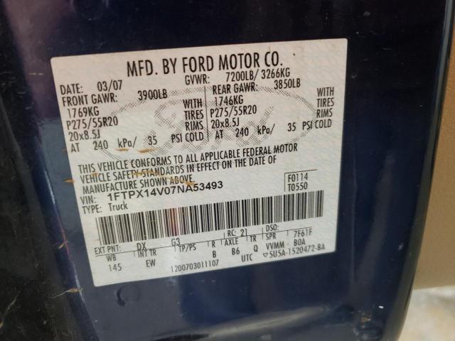 Photo 10 from auction – 2007 FORD F150 with VIN 1FTPX14V07NA53493