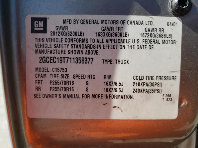 Photo 10 from auction – 2001 CHEVROLET SILVERADO with VIN 2GCEC19T711358377