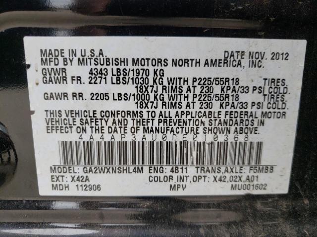 Photo 10 from auction – 2013 MITSUBISHI OUTLANDER with VIN 4A4AP3AU0DE010368