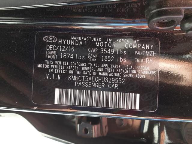 Photo 10 from auction – 2017 HYUNDAI ACCENT SE with VIN KMHCT5AE0HU329552