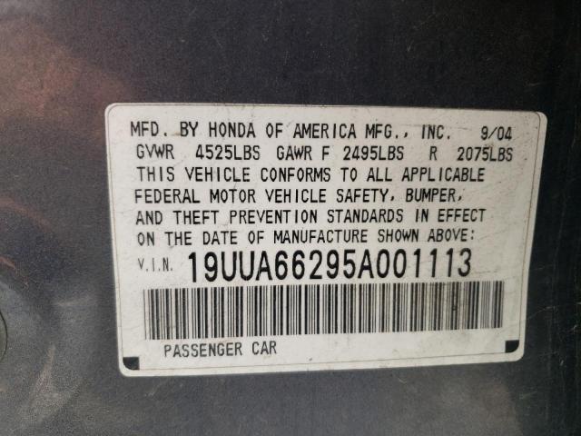 Photo 10 from auction – 2005 ACURA TL with VIN 19UUA66295A001113