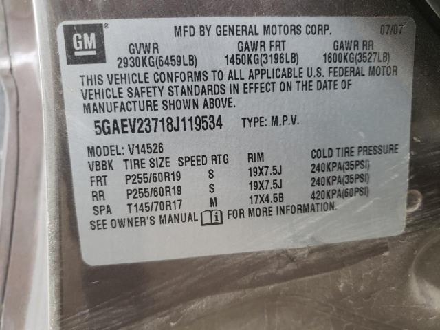 Photo 10 from auction – 2008 BUICK ENCLAVE CX with VIN 5GAEV23718J119534