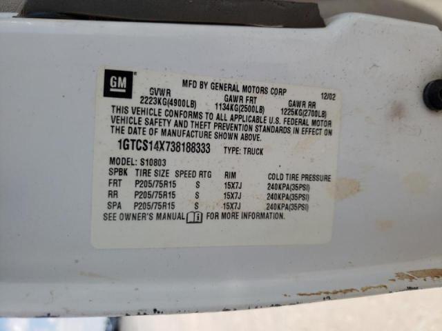 Photo 10 from auction – 2003 GMC SONOMA with VIN 1GTCS14X738188333