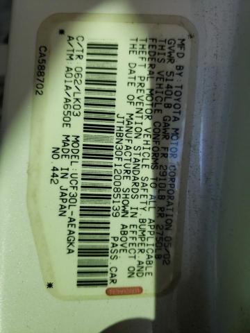 Photo 10 from auction – 2002 LEXUS LS 430 with VIN JTHBN30F120085139