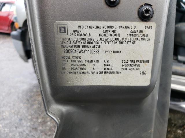 Photo 10 from auction – 2000 CHEVROLET SILVERADO with VIN 2GCEC19W4Y1100323