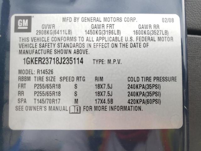 Photo 10 from auction – 2008 GMC ACADIA SLT with VIN 1GKER23718J235114