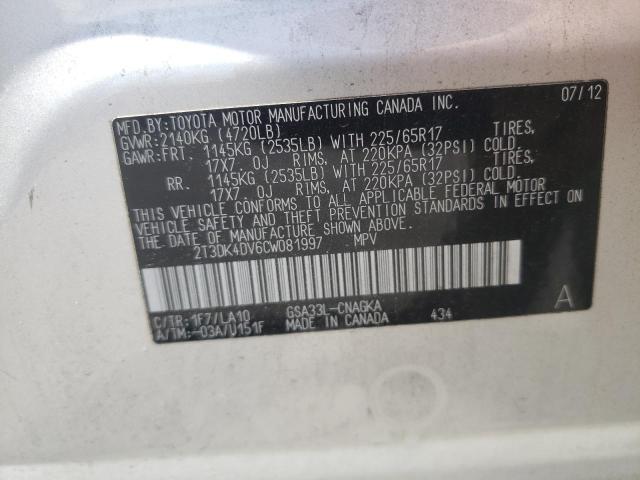 Photo 10 from auction – 2012 TOYOTA RAV4 LIMIT with VIN 2T3DK4DV6CW081997