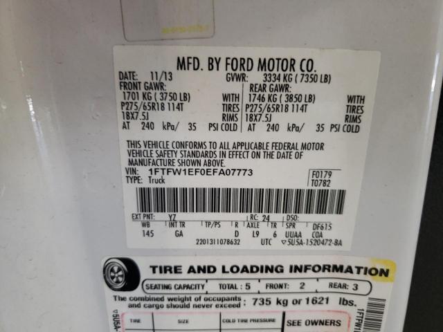 Photo 10 from auction – 2014 FORD F150 SUPER with VIN 1FTFW1EF0EFA07773