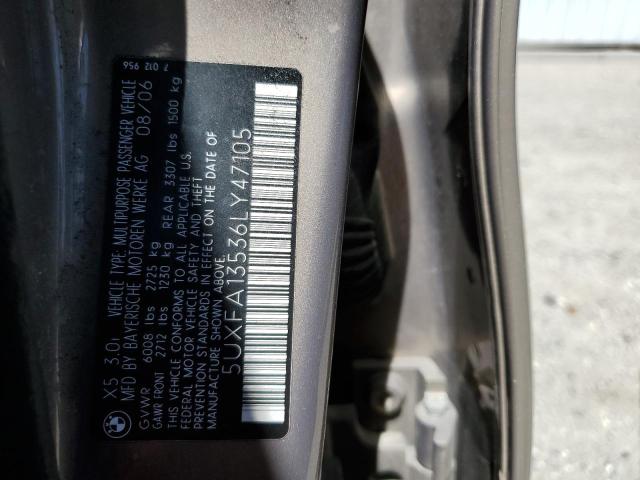 Photo 10 from auction – 2006 BMW X5 3.0I with VIN 5UXFA13536LY47105