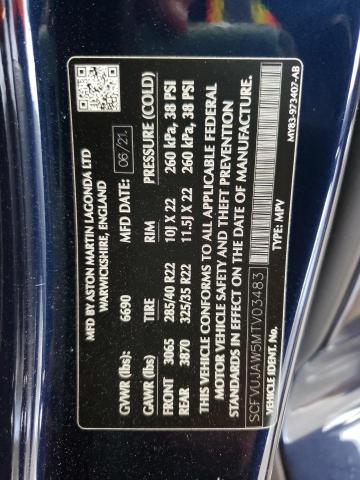 Photo 10 from auction – 2021 ASTON MARTIN DBX with VIN SCFVUJAW5MTV03483